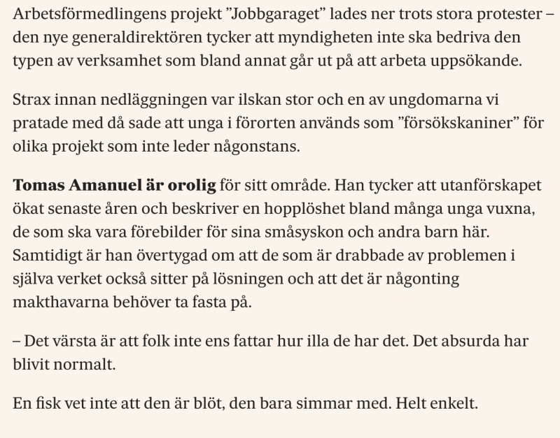 Artikel med Tomas Amanuel i SvD Artikel med Tomas Amanuel i SvD